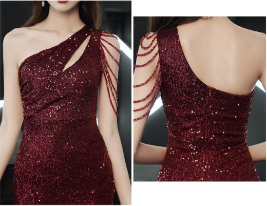 ชุดเพื่อนเจ้าสาวเก๋ๆ ชุดออกงานสีไวน์แดง